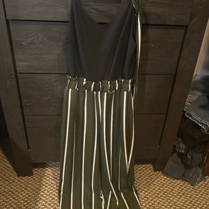 Black top green striped bottom jumper
